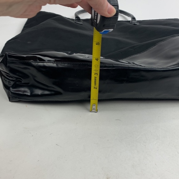 Burberry Large Tote Bag Black Nylon Fragrance Collection Shiny bottom Snap close - Picture 14 of 16